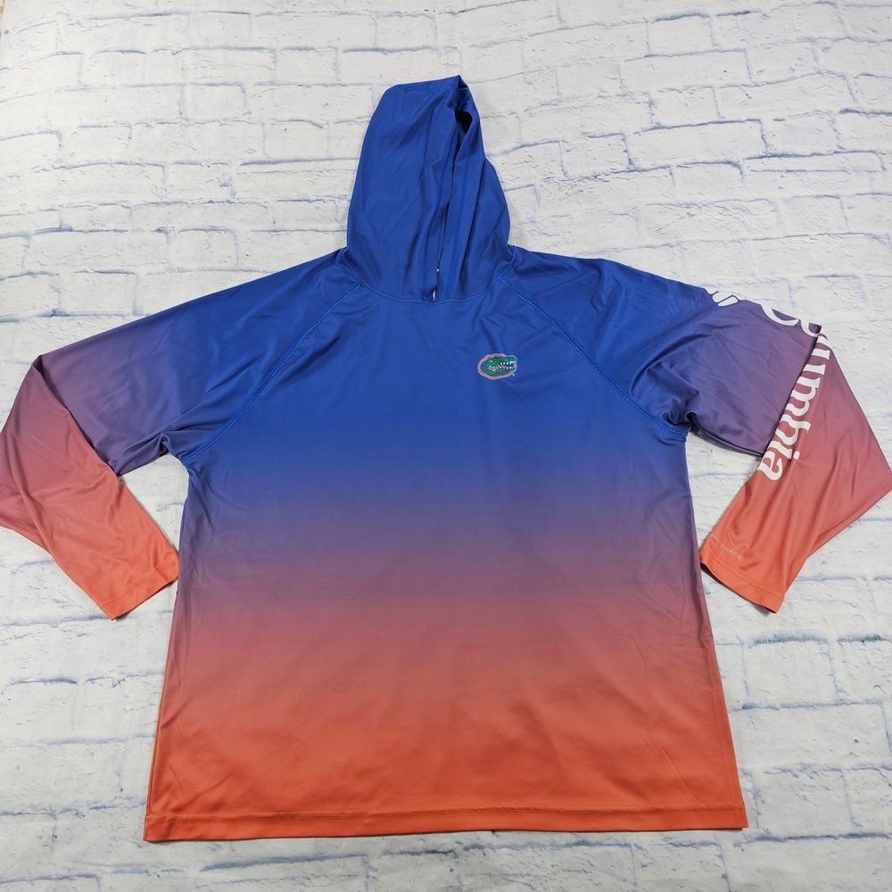 Florida Gators Columbia Hoodie Mens XXL Blue Orange PFG Omni-Shade Sun Shirt